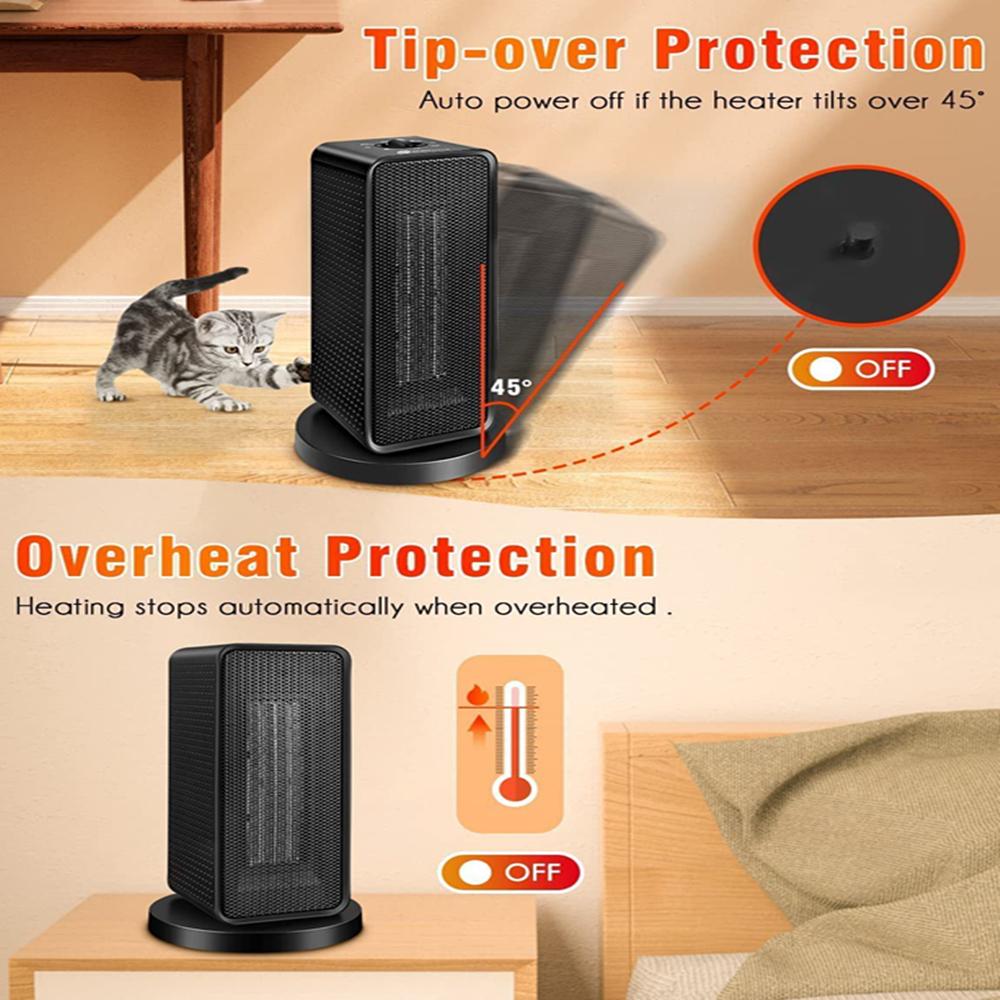 Household Vertical Head-Shaking Heater,Electric Heater, for Home/Office/Bathroom with Tip-Over Protection