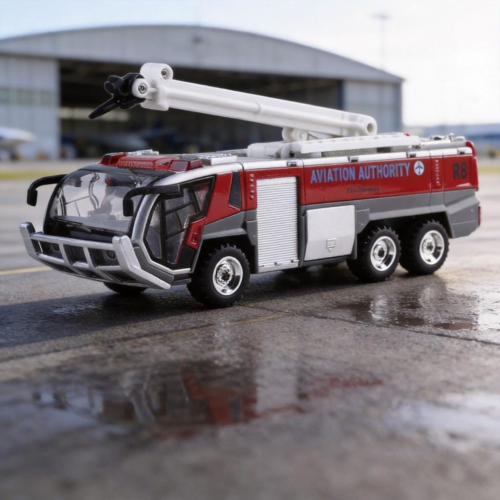 Alloy Fire Truck Model For Kids With Flashing Lights And Force Control