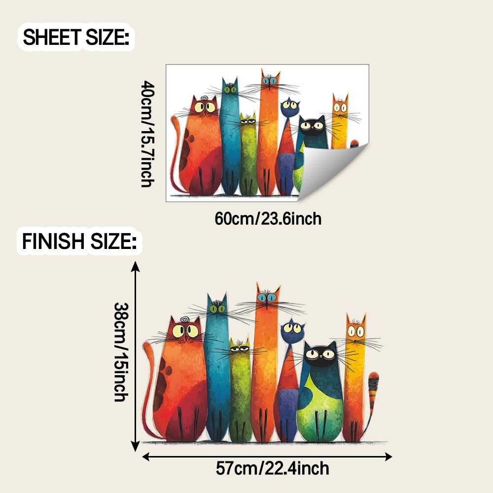 

Мультяшная кошачья семья, украшение дома, наклейки на стену