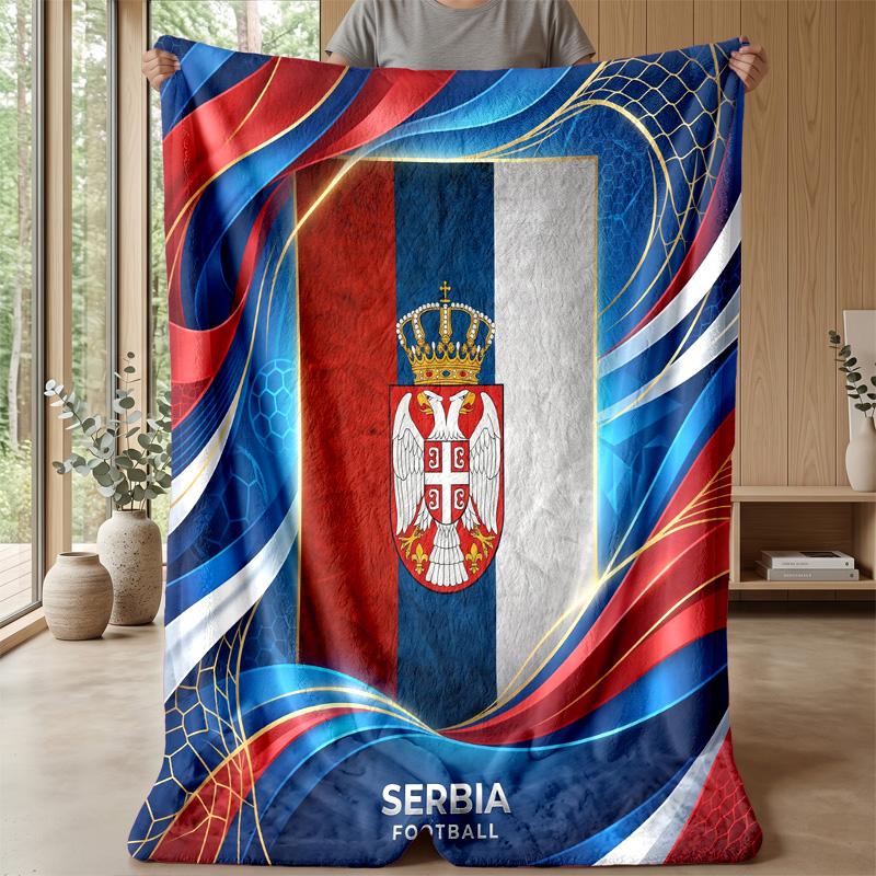 Coperta in Flanella Stampata Serbia Amica della Pelle Calda Decorativa Plaid per Divano Letto Interno Uso Quotidiano