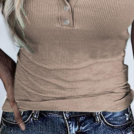 Women Vest Solid Color Ribbed Spring Summer Slim-fitting Breathable T-shirt for Party