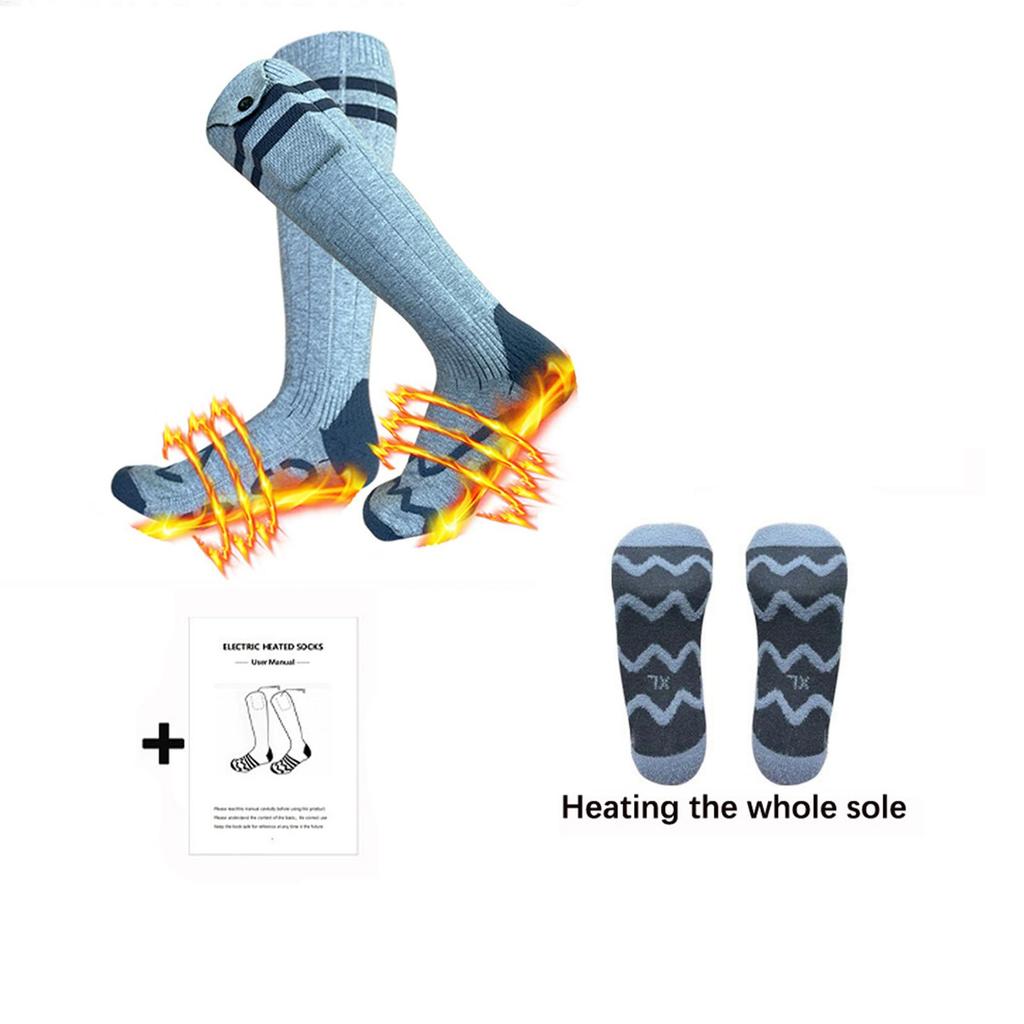 USB Heated Socks with 4 Heating Levels, Electric Foot Warmer for Men & Women in Skiing, Hiking & Winter Work