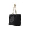 Tory Burch Logo Tote Bag Shopping Bag Fabric And Faux Leather Handheld Shoulder Bag Medium Women Tote Bags Black 152313-001