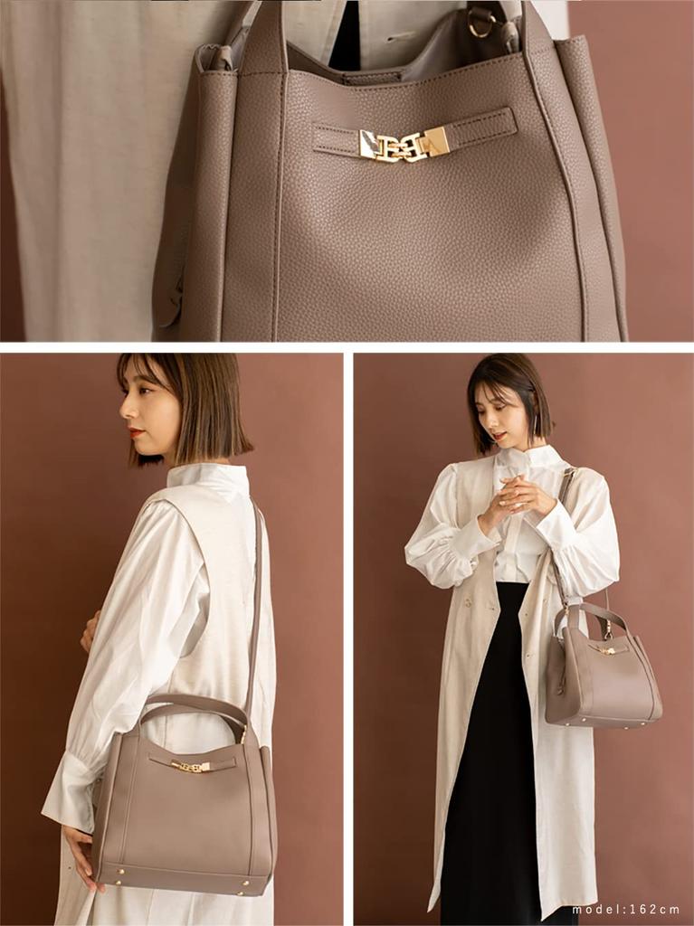 Vita Felice Handbag for Women [VITAFELICE] 3-Space 2-Way inb-10031p (Mocha)