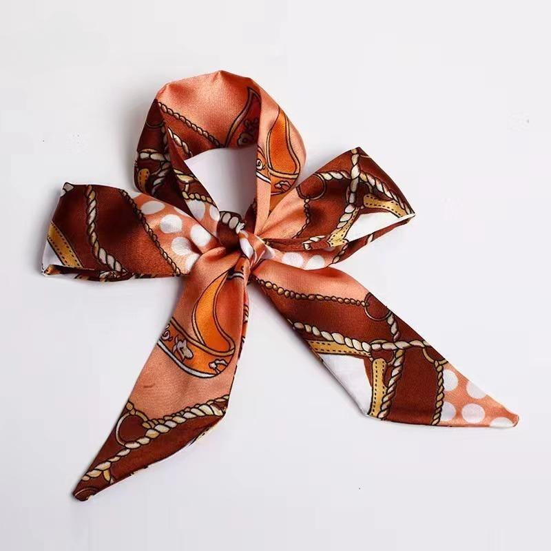 New Print Flower Small Scarf for Women Handle Bag Ribbons Brand Fashion Head Scarf Small Long Skinny Scarves Wholesale Headbands