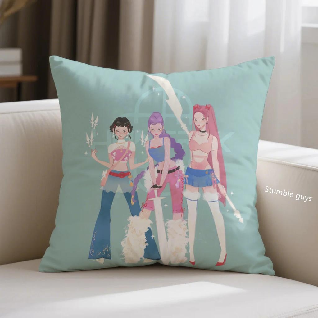 Anime Kpop Sofa Cushion Cover Demon Hunters Pillowcase Bedroom