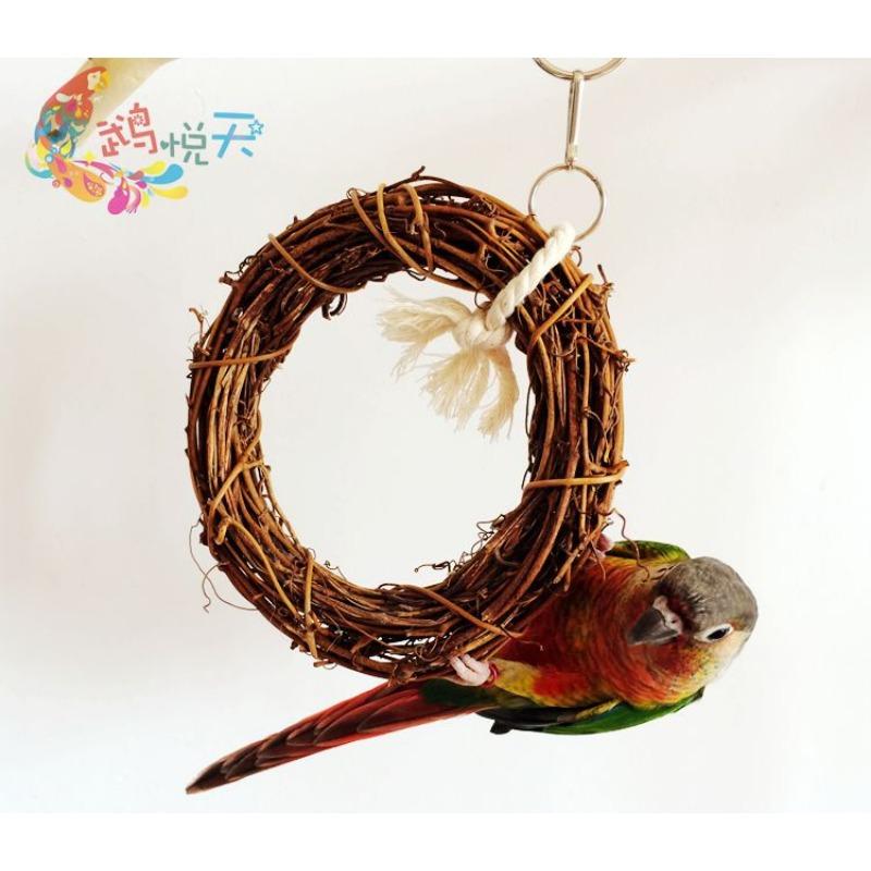 Natural Bird Toy Parrot Chew Toy Parrot Swing Stand Natural Vine Swing Cockatiel Pet Bird Hanging Circle Ring Cage Accessories