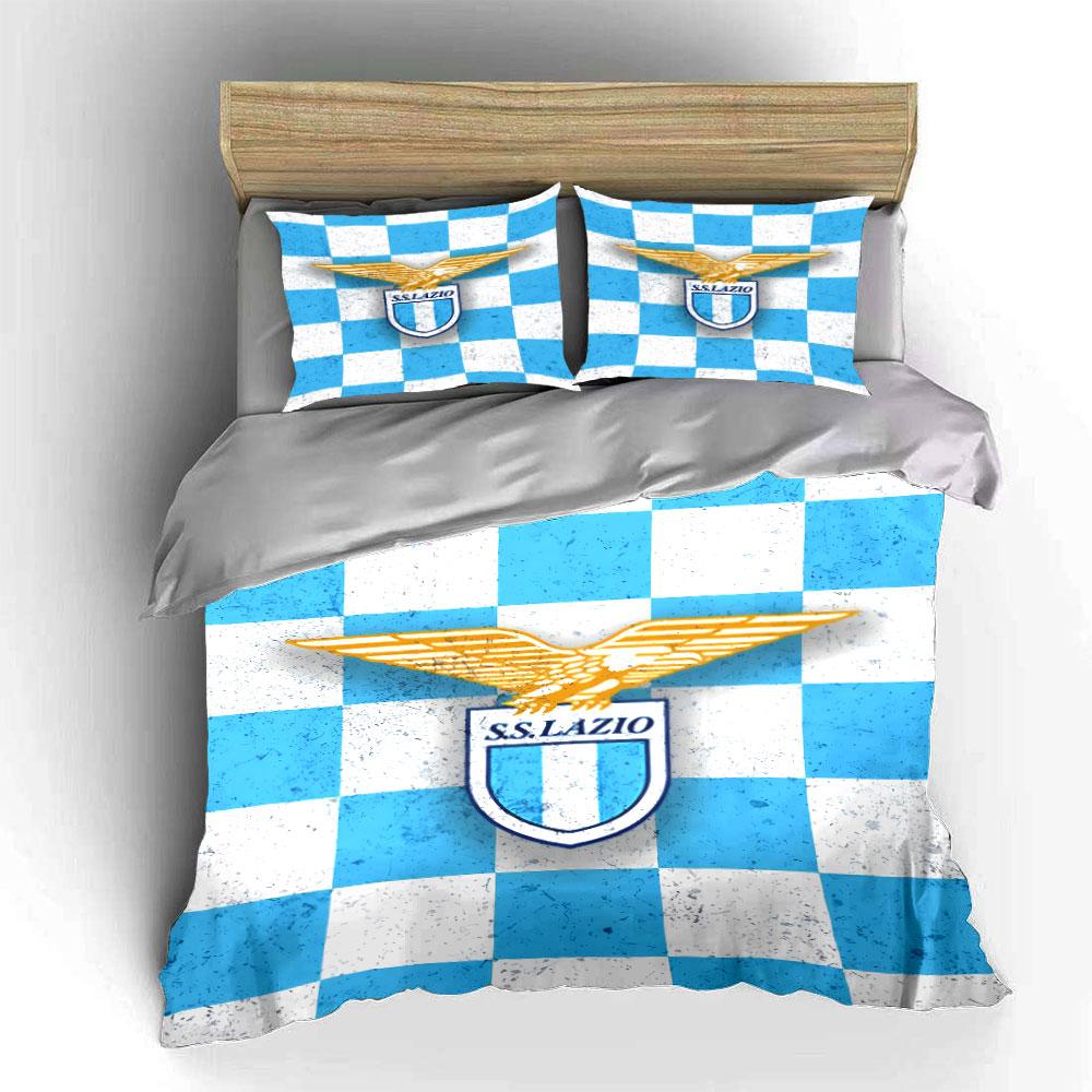 Blue Checkered S.S. Lazio Bedding Bedding Duvet Cover Set Duvet Cover Pillowcases (1 * Duvet Cover 2 * Pillowcases, Without Duvet Insert)