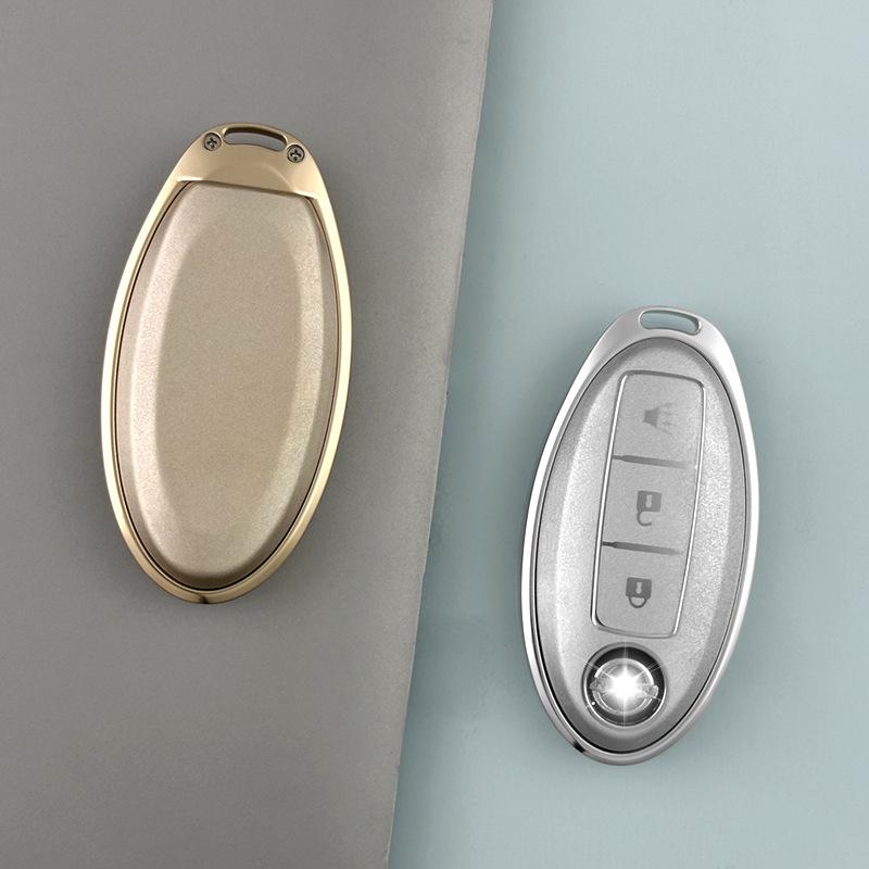 Aluminum Alloy Key Cover for Nissan: Qashqai, X-Trail, Tiida, Kicks, Murano, Teana, with Keyring.