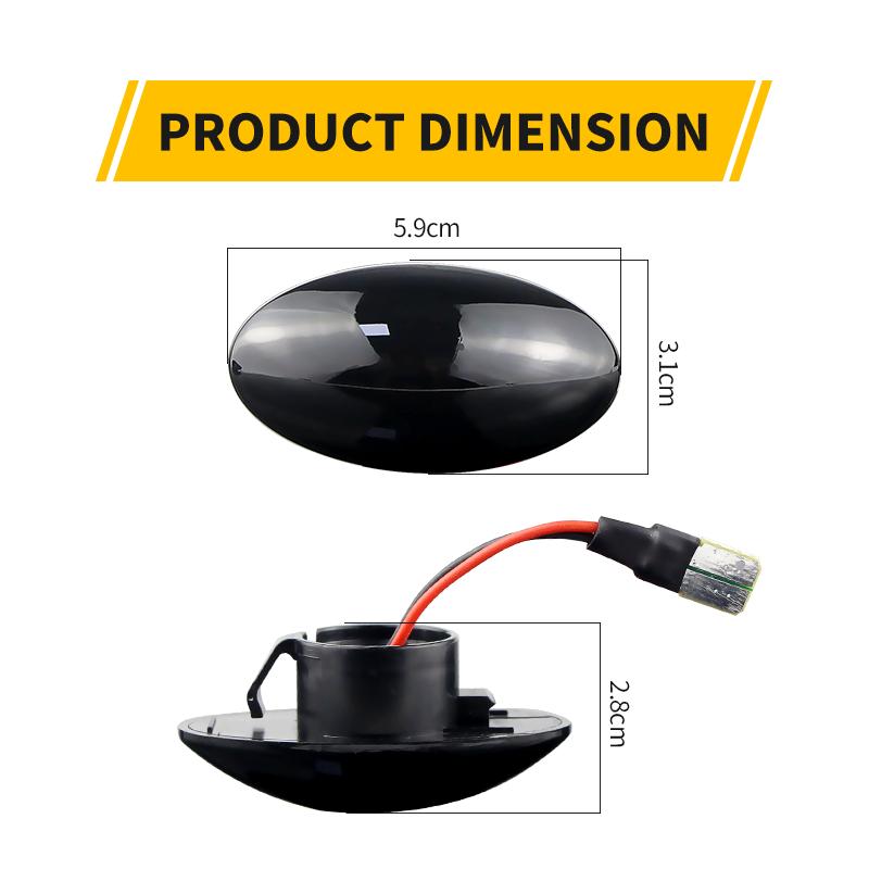 2Pcs Flowing Water Repeater Indicator Dynamic LED Side Marker Turn Signal Light For Mini Cooper R50 2002-2006 / R52 2004-2008