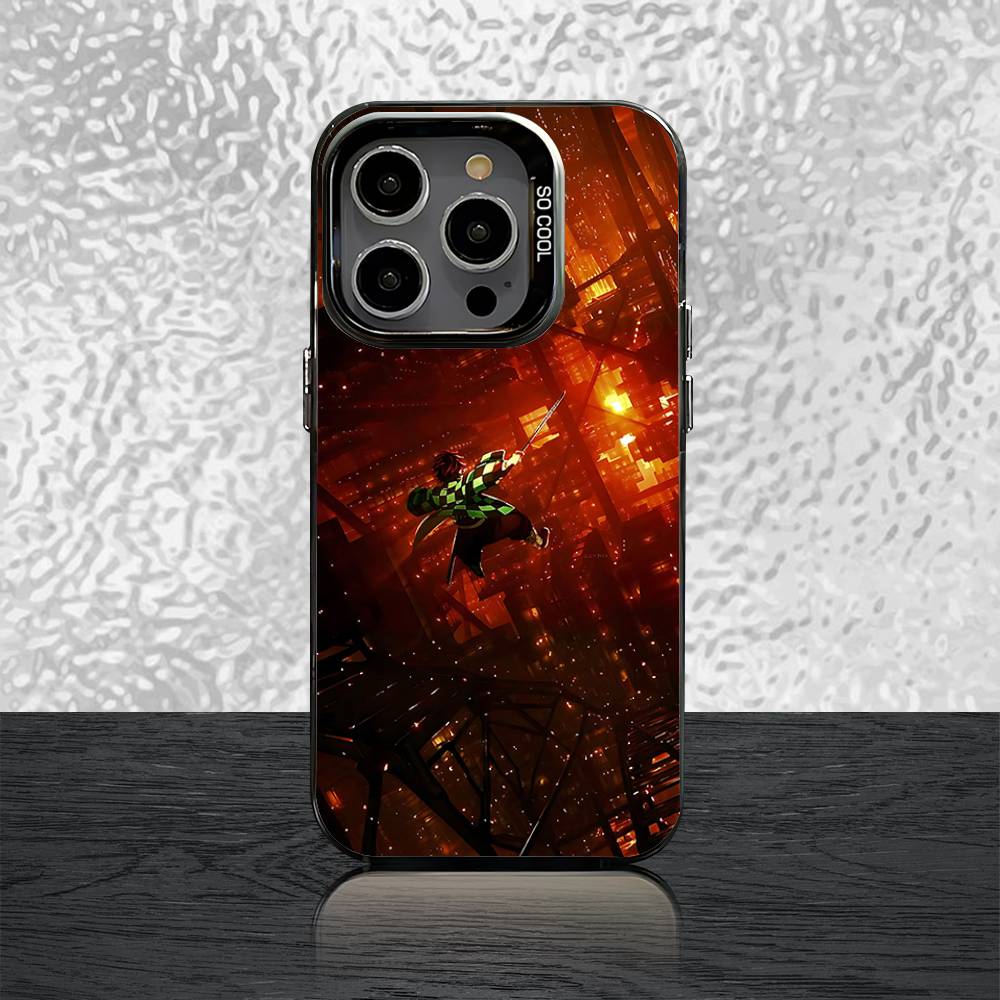 D-Demon S-Slayer Infinity Castle Case For iPhone 16,15,14,13,12,11,Pro,XS,Max,Plus,Mini,SE Black Candy Matte Shockproof Cover