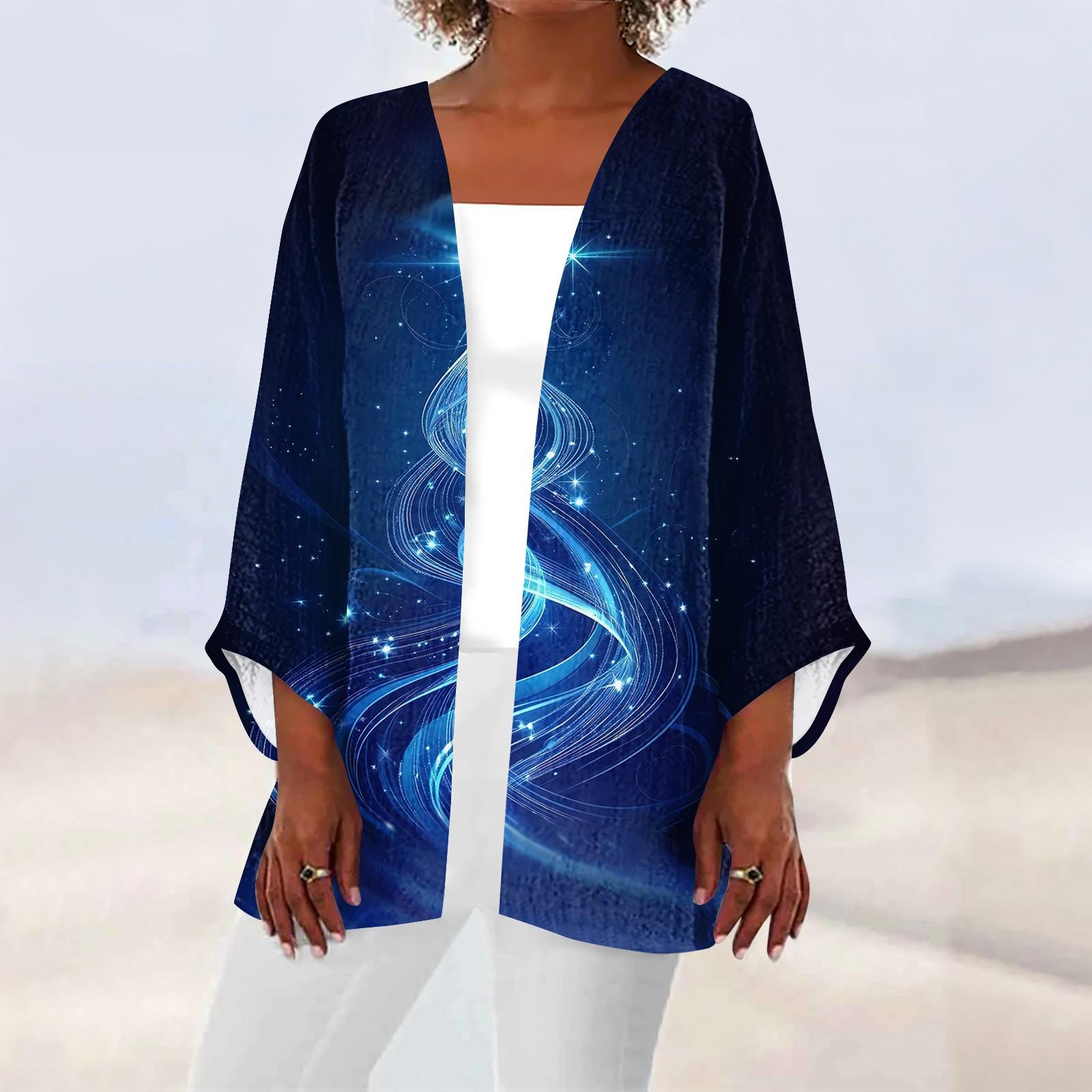 

Женская повседневная модная легкая куртка средней длины с принтом, кардиган XL