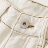 Sentubila Pure Cotton White Straight-Leg Jeans Spring And Autumn Women's Wear