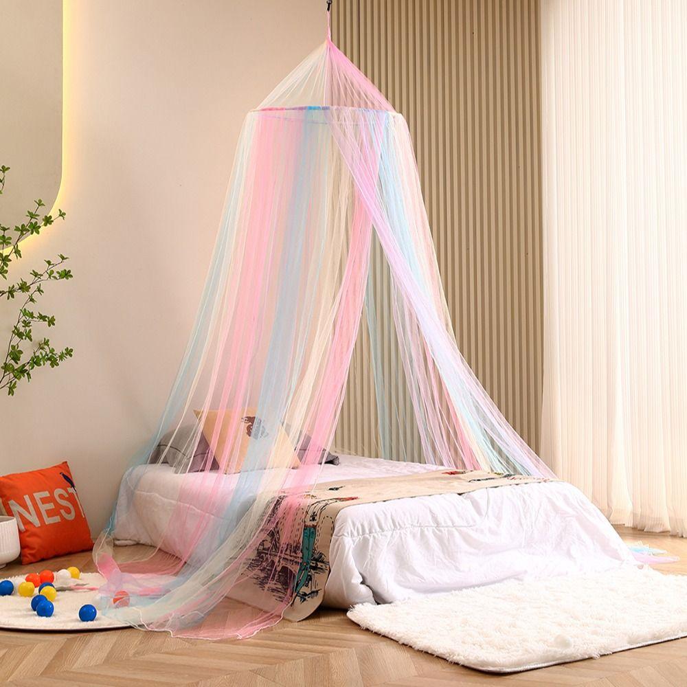 Rainbow Color Dome Mosquito Net Netting Canopy Bed Tent Easy To Install Bed Canopy  Summer