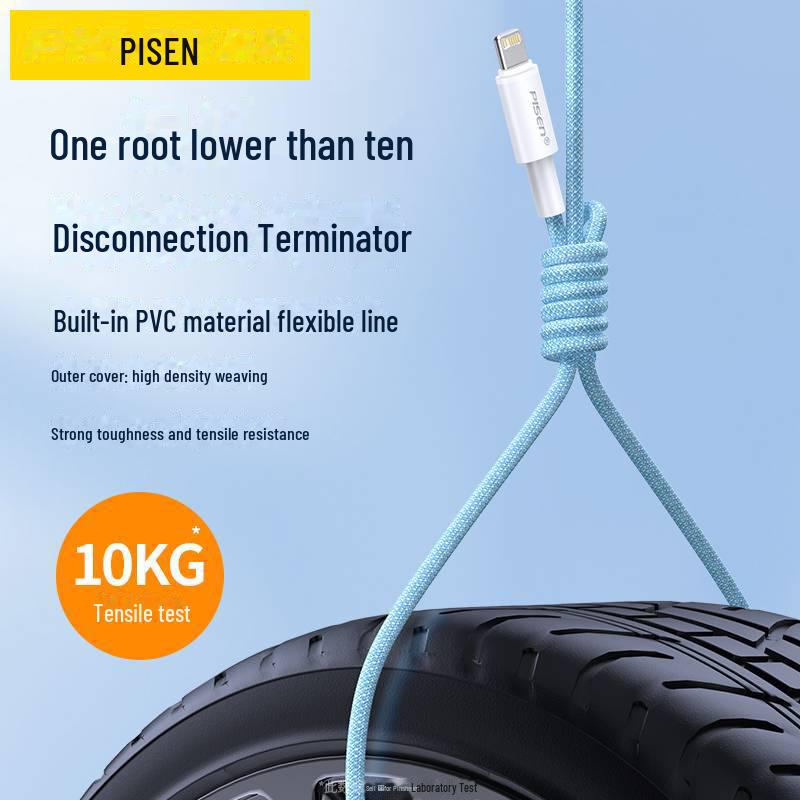 PISEN 20W Fast Charge CTOL Rainbow Braided Cable for Apple iPhone 12/13/14.