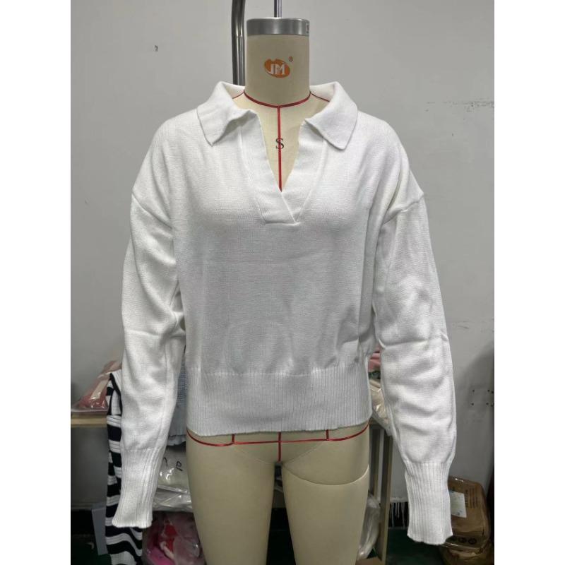 Autumn Winter Polo-neck Solid Color All-match Bottomed Knitting Top Women Casual Fashion Pullover Sweater
