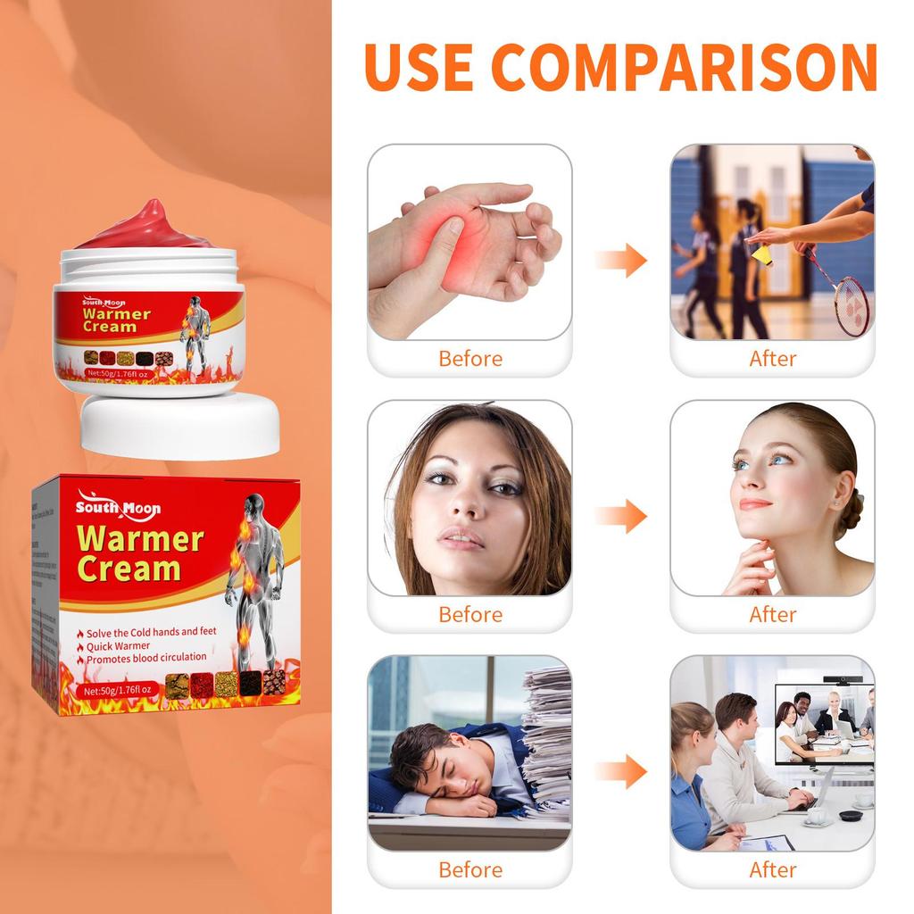 Cremă Încălzitoare 50g pentru Amorțeală Mâini și Picioare Ameliorează Durerea Musculară la Umeri și Gât Amorțeală Rece la Mâini și Picioare Cremă de Îngrijire