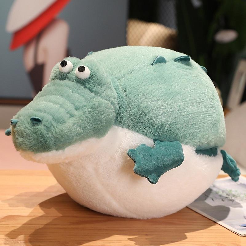 Cute Chubby Little Crocodile Throw Pillow Plush Toy Doll Puffer Fish Doll Home Pillow Cushion Nap Cover Blanket