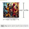 1pc MARVEL Deadpool & Wolverine Shower Curtain with Hooks - Polyester Fabric, Vibrant Superhero Print, Bold Graphic Design for
