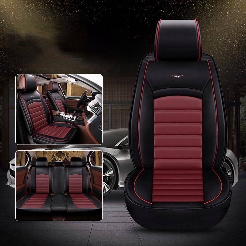 Car PU Seat Covers Set Luxury Car Seat Belt Cover Car Cushion Set Leather Car Seat Covers Universal Seat Covers for Cars Full Set