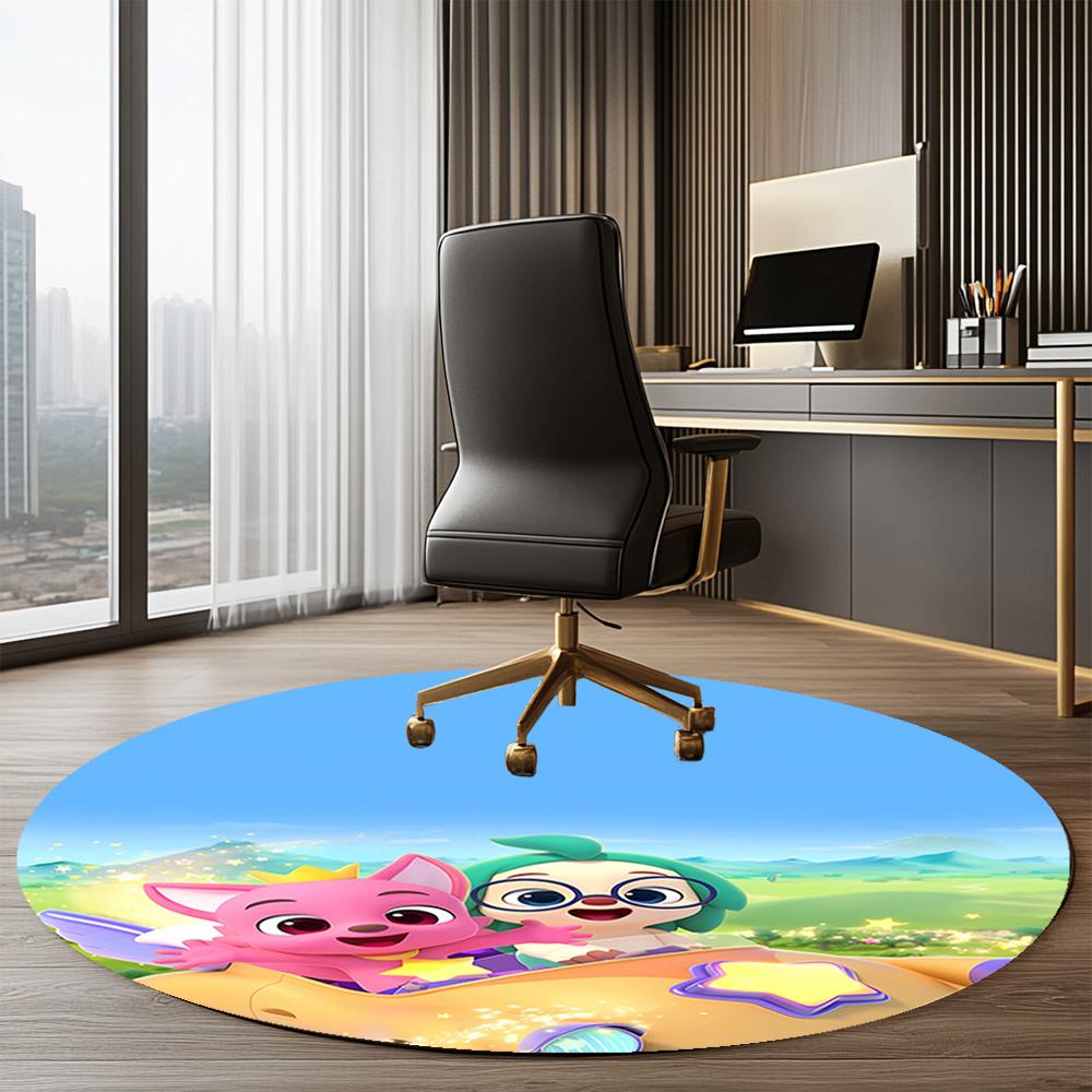 Pinkfong Wonderstar Bedruckter Runder Teppich Teppich Stuhlteppich Bereichsteppich Eingang Fußmatten, für Bürostuhl Wohnzimmer Schlafzimmer Küche.