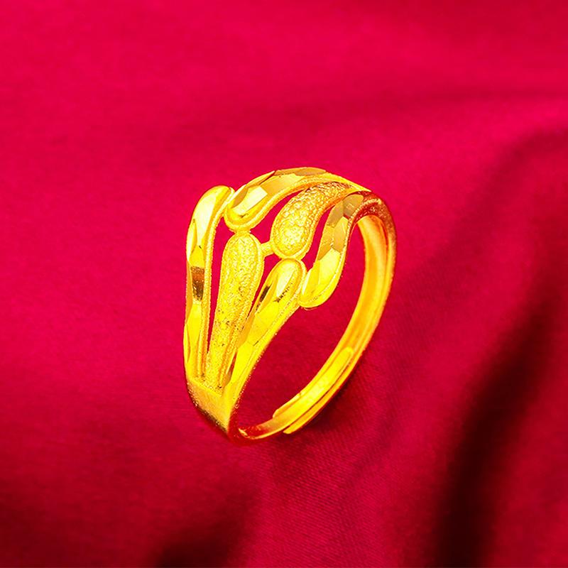 Inele Florale Gravate Aurii pentru Doamne Elegant Lucios Accesoriu pentru Deget Pentru Întâlniri Nuntă Aniversare
