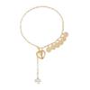 Stylish Layering Heart Coin Necklace Sturdy Alloy Jewelry Gift Luxury Gold Tone Mixed Metal Necklace For Unique Look