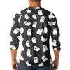Men's Casual Halloween Print Henley Shirt Three Quarter Sleeve Raglan Top Lightweight Breathable Fabric Comfortable Fit