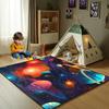 Solar System Area Rug for Kids Bedroom, Educational Universe Planet Carpet, Outer Space Theme Play Mat for Boys and Girls