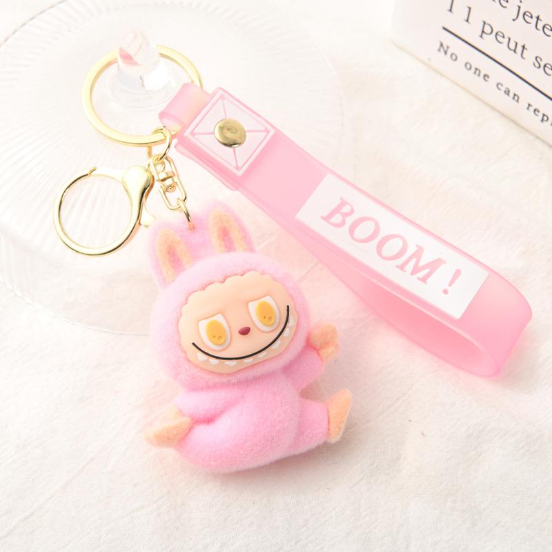 Flocking Yoga Keychain Small Pendant Cartoon Cute Doll Keychain Small Gift