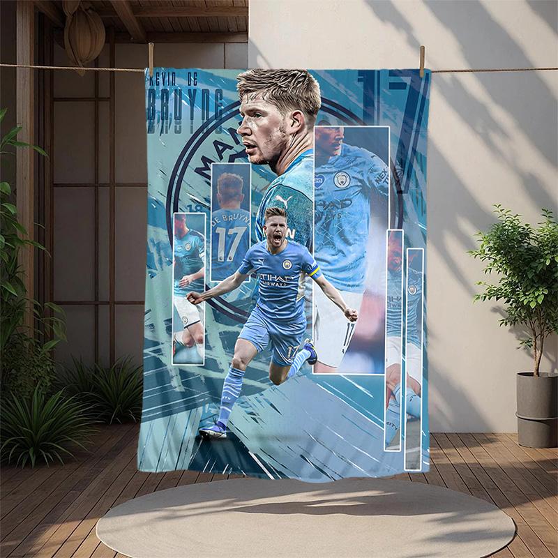 Kevin De Bruyne Flannel Blanket Soft Warm All-Season Throw, Design for Camping, Car Travel, Hiking Sofa, Bed, Office Perfect Gift for Parties
