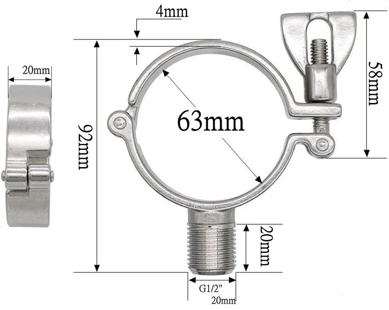 1/2" BSP Male X Fit 1/2" 3/4" 1" -12" Inch 12.7-305mm Tube OD 304 Stainless Steel Pipe Support Clamp Hanger Bracket Sanitary
