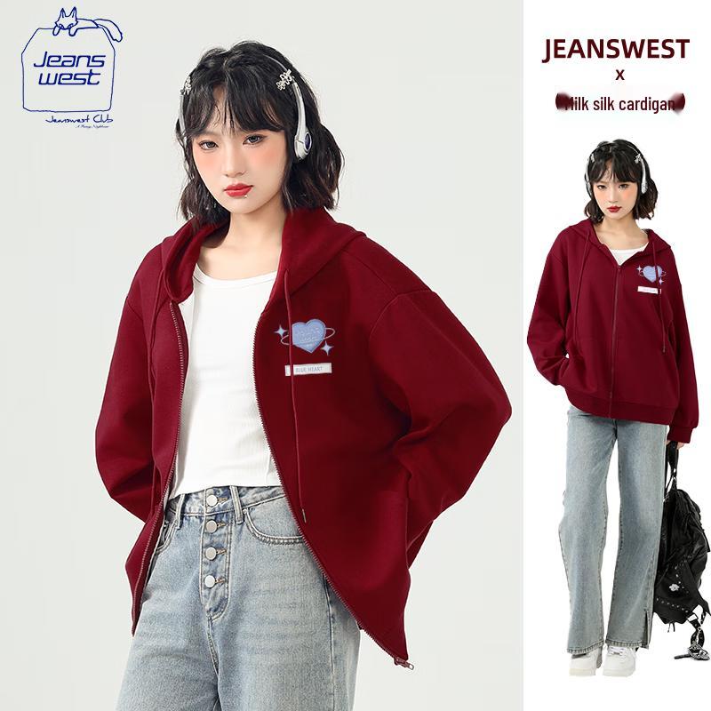 JEANSWEST CLUB Women's Hooded Zip-Up Cardigan Sweatshirt