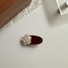 Red Pearl Camellia Women's Seamless Hairpin Duckbill Clip for Bangs and Forehead.