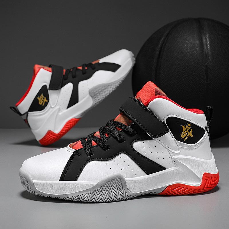 

Детская профессиональная баскетбольная тренировка 2025 новые кроссовки на липучках для детей среднего и старшего возраста, амортизирующие кроссовки для мальчиков 39