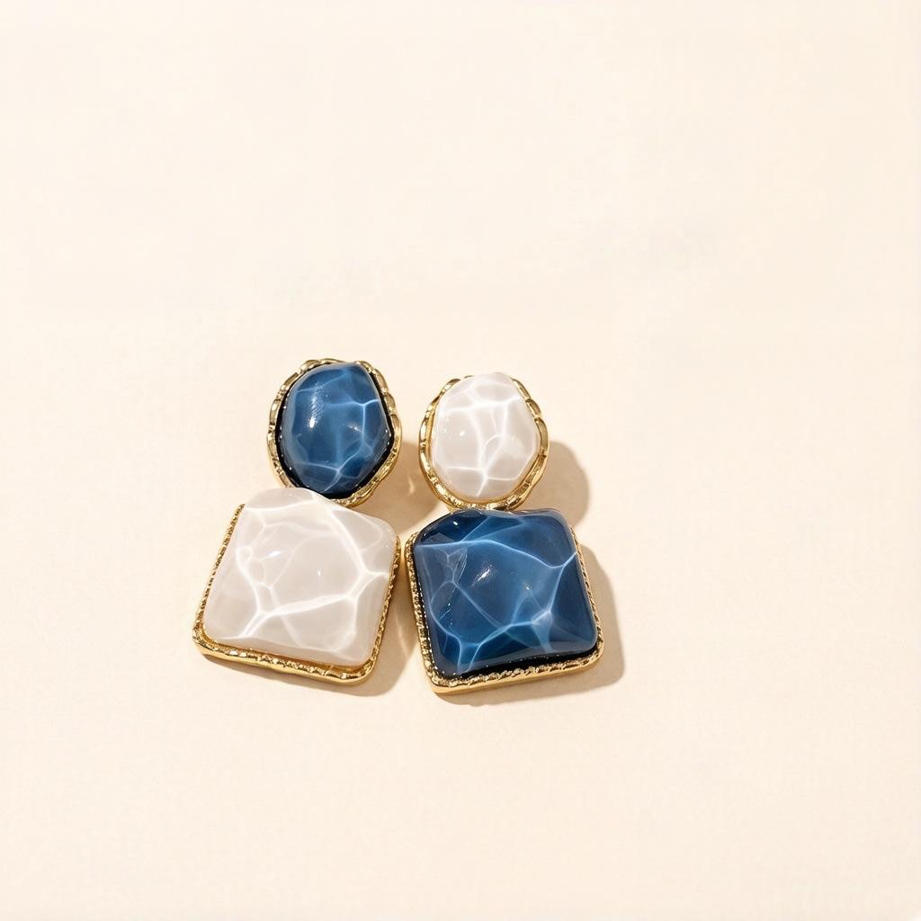 

DIGADAGU Alloy Resin Water Ripple Geometric Dangle Earrings New Simple Elegant Earrings Women s Party Zircon Accessories