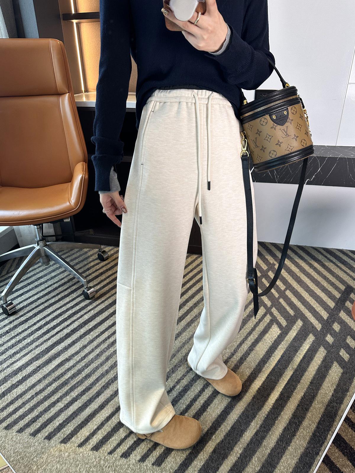 

Super Soft Thickened Velvet Tencel Wool Wide-Leg Pants for Women - New Loose Fit for Autumn and Winter L (105-115 jin) покинуть белый