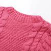 Women's Thick Line Big Twist Knitted Loose Sweater Pullover Fashion Casual Crochet Round Neck Sweaters Solid Color New Knitwear