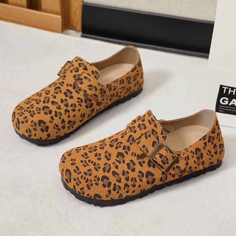 Fashion Smile Summer New Leopard Print Shoes Flat Leather Covered Outdoor Fashion Women's Shoes Polyurethane Soft Sole Sandals For Women