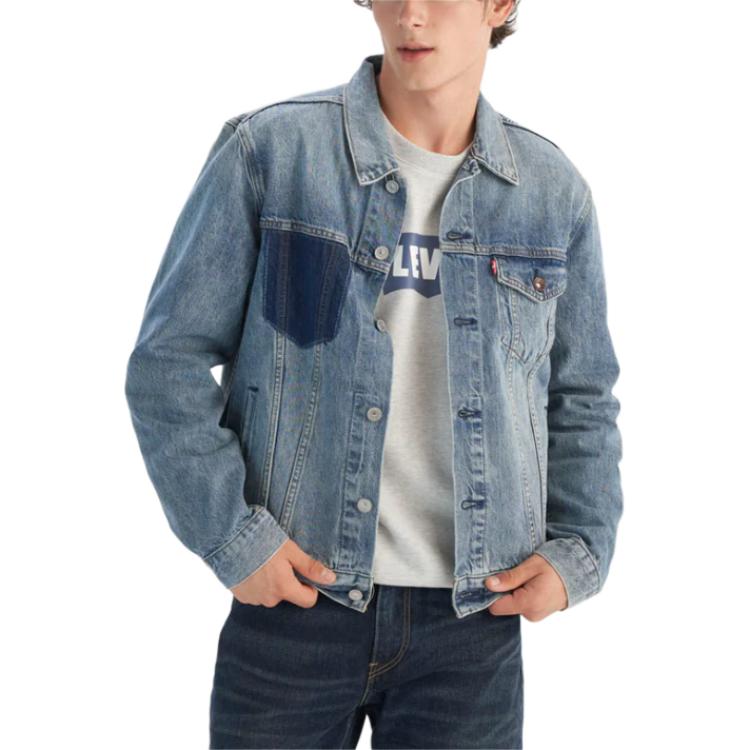 Levis Denim Wanderer Series Fw24 Denim Wanderer Series Lapel Single-Breasted Loose Straight Long Sleeve Denim Jacket Men Jackets Light-Blue 0015E-0006