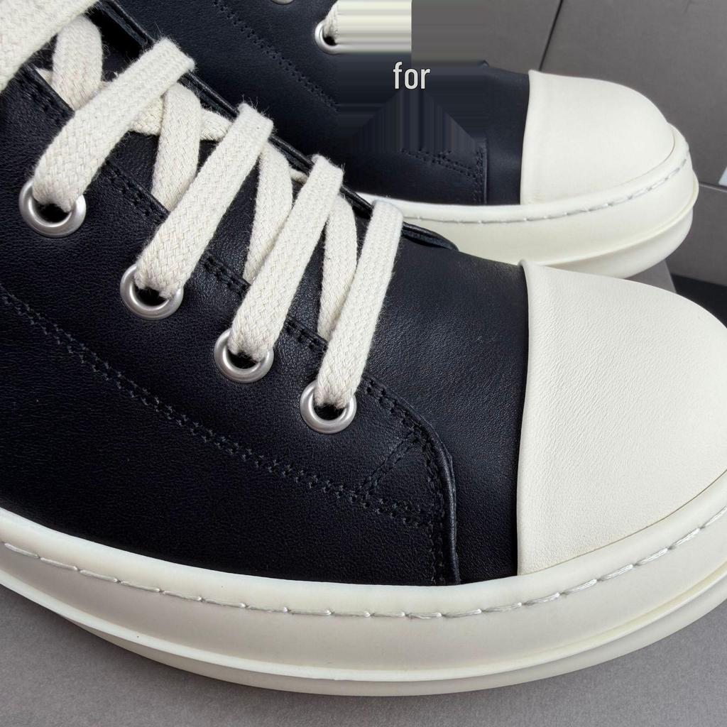 Herren Dark Vollnarbenleder Low-Top Skate-Schuhe - Unisex Klassisch & Trendig
