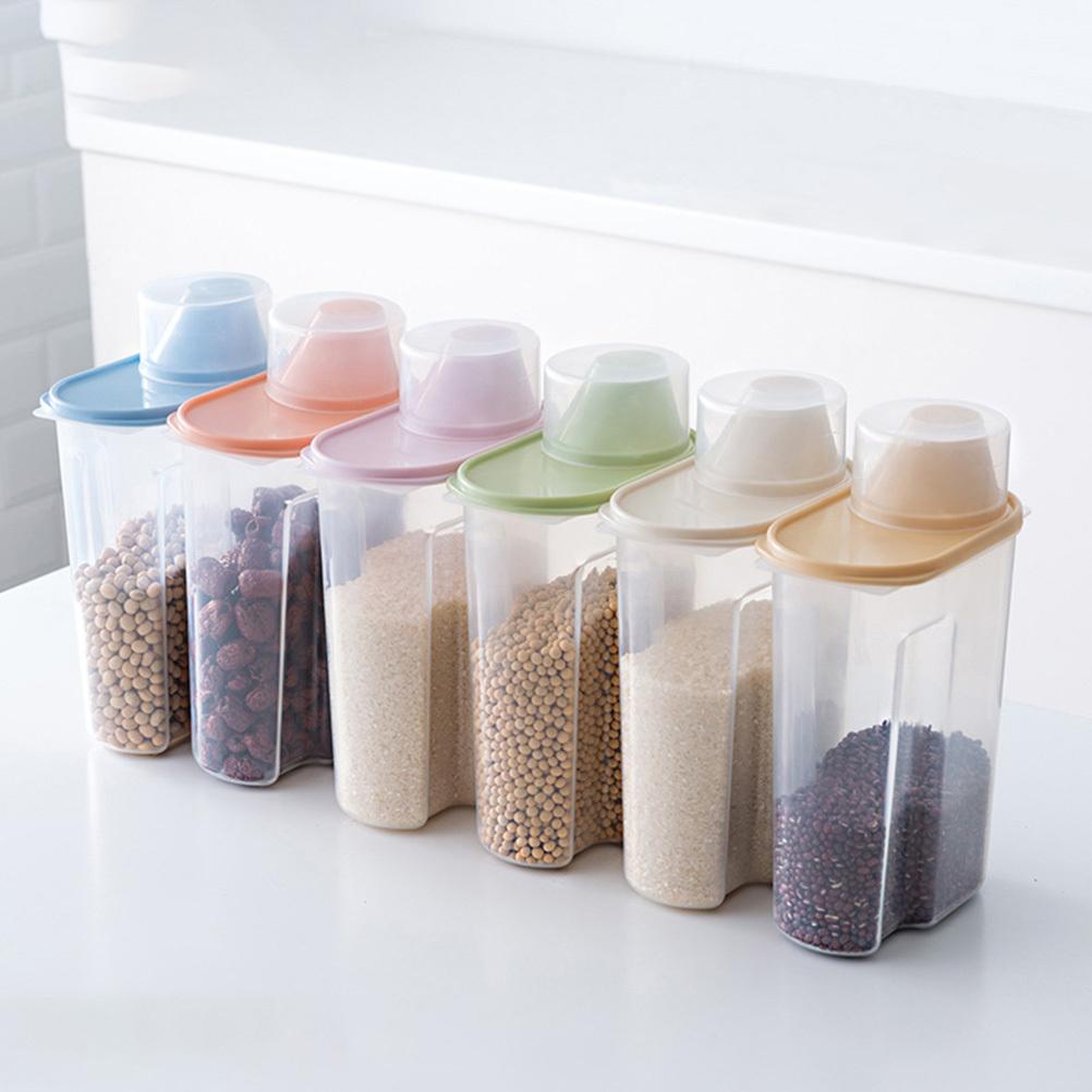 1.9L Sealed Storage -Friendly Plastic Airtight Food Jar For Cereal Grain Rice Oatmeal Moisture-Proof Kitchen