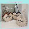 2024 Letters Horizontal Style Color-blocking Zip Inner Pocket Brown Korean Large Soft Tote Canvas Bag