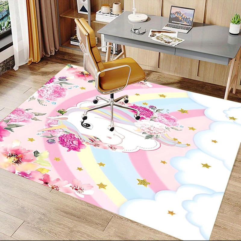 1PC Unicorn Flowers Non-Slip Floor carpet, Office, family, bedroom, Studio - Large Area Rug, Vibrant Colors, Longlasting Material-X429