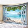 Window View Tapestry Wall Hanging, Scenic Nature Landscape Backdrop, Artificial Window Wall Decor for Bedroom Living Room