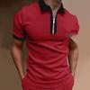 Men's European & American Slim Fit Turn-Down Collar Polo Shirt with Pocket
