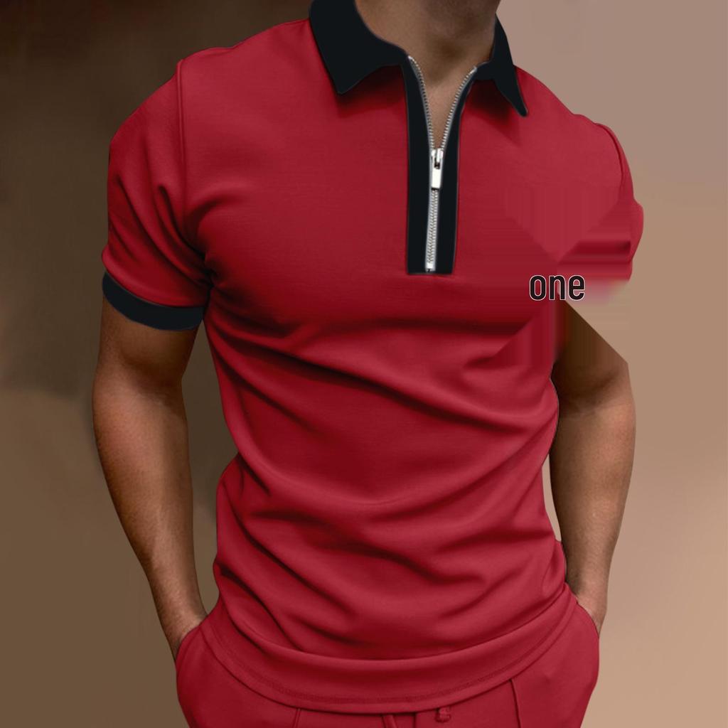 Men's European & American Slim Fit Turn-Down Collar Polo Shirt with Pocket