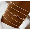 5 Pcs Set Silver Color Chain Bead Bracelets for Women Simple Elegant Vacation Beach Party Casual Jewelry Versatile Daily Wear