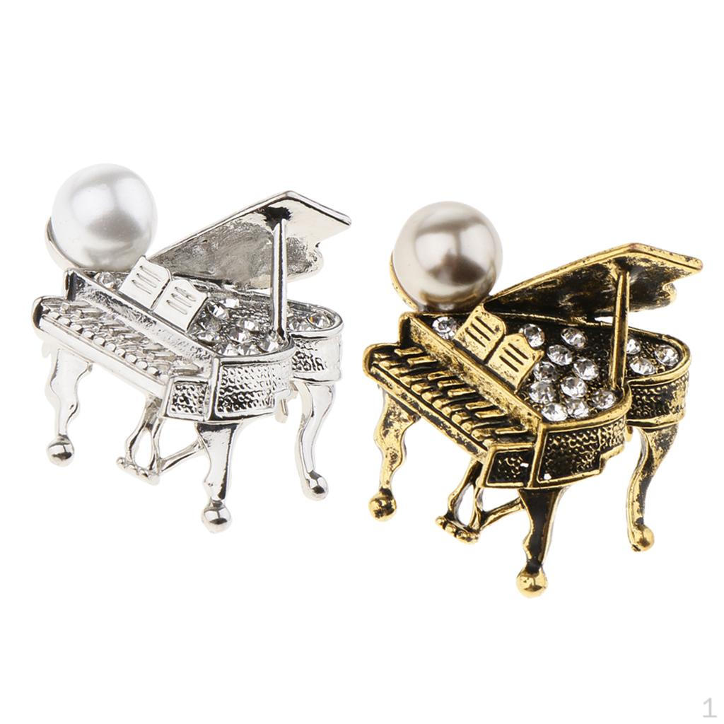

2 шт. Музыкальная брошь-заколка для шали в виде пианино с кристаллами CZ, современный тип на лацкан для вечеринки