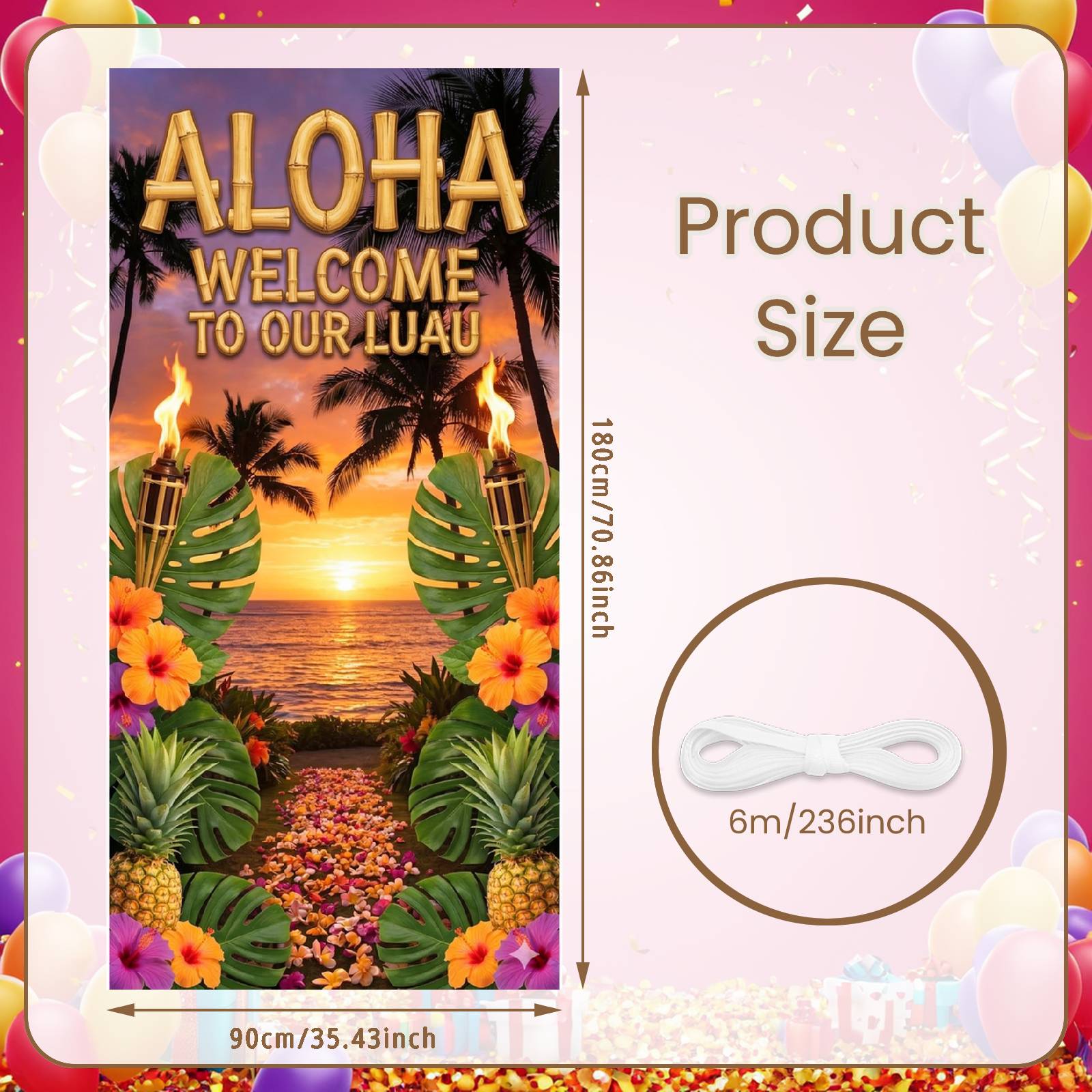 Luau Party Banner Hawaiian Theme Hawaiian Welcome Banner Luau Party Door Cover Flower Petal  Tropical Gathering Banner